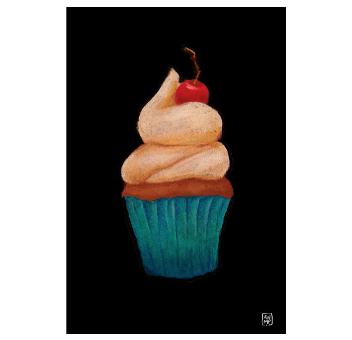 Cupcake, pastel drawing, Anne Pennypacker